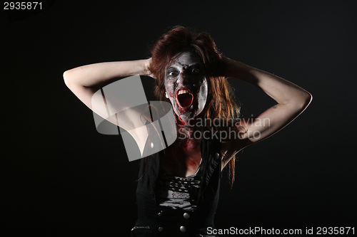 Image of Psychotic Bleeding Woman in a Horror Themed Image