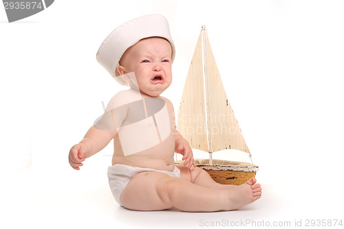 Image of Happy Adorable Baby on a White Background