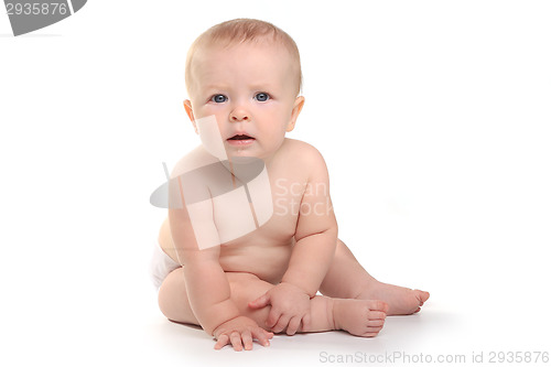 Image of Happy Adorable Baby on a White Background