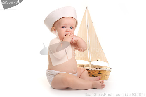 Image of Happy Adorable Baby on a White Background