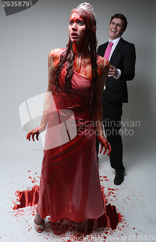 Image of Psychotic Bleeding Woman in a Horror Themed Image