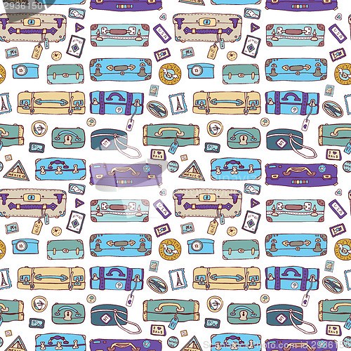 Image of Suitcases. Seamless background.