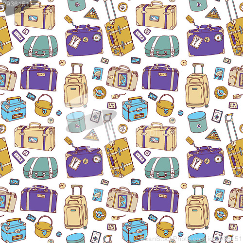 Image of Suitcases. Seamless background.