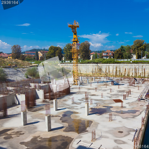 Image of Construction site. Building foundation.