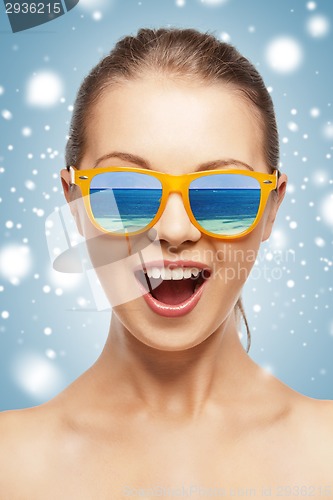 Image of happy screaming teenage girl in shades