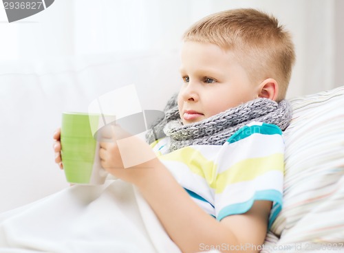Image of ill boy with flu at home