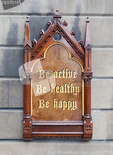 Image of Decorative wooden sign - Be active, be healthy, be happy