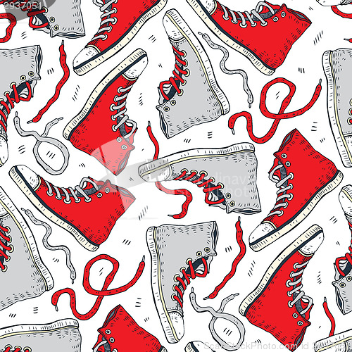 Image of Sneakers. Seamless background.