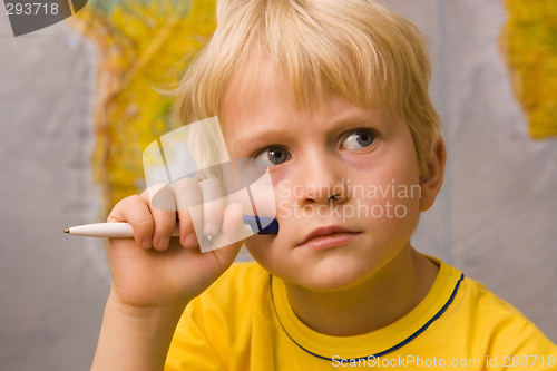 Image of little boy thinking