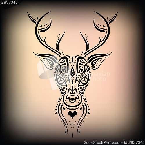 Image of Deer head. Ethnic pattern.