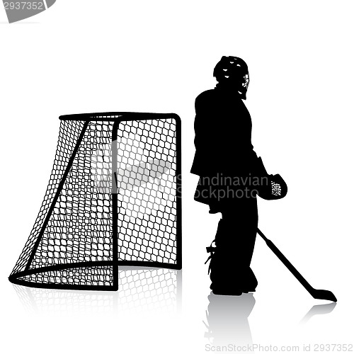 Image of Silhouettes of hockey player. Isolated on white. illustrations.