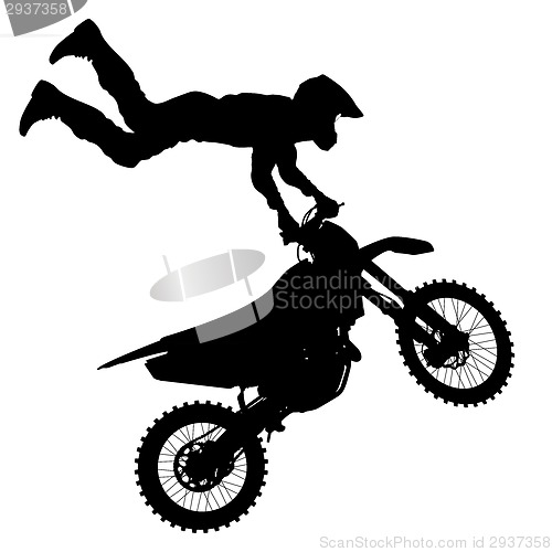 Image of Black silhouettes Motocross rider on a motorcycle. Vector illust