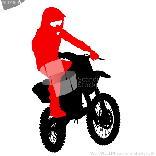 Image of Black silhouettes Motocross rider on a motorcycle. Vector illust