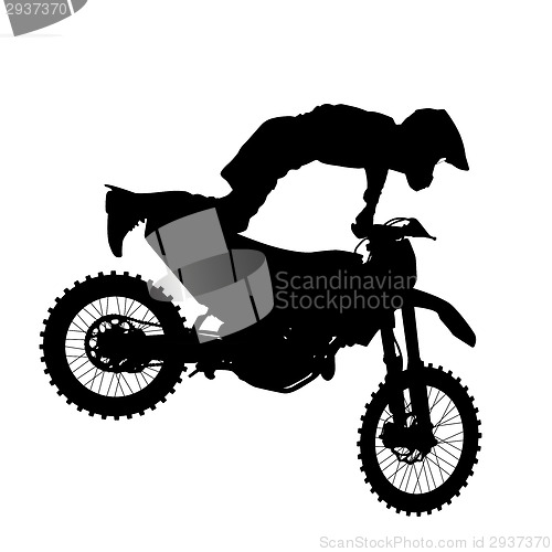 Image of Black silhouettes Motocross rider on a motorcycle. Vector illust