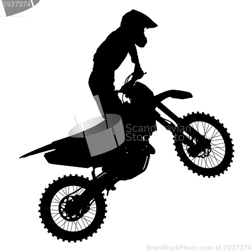 Image of Black silhouettes Motocross rider on a motorcycle. Vector illust