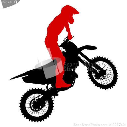 Image of Black silhouettes Motocross rider on a motorcycle. Vector illust