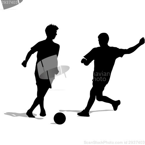 Image of  silhouettes of soccer players with the ball. Vector illustratio