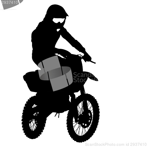 Image of Black silhouettes Motocross rider on a motorcycle. Vector illust