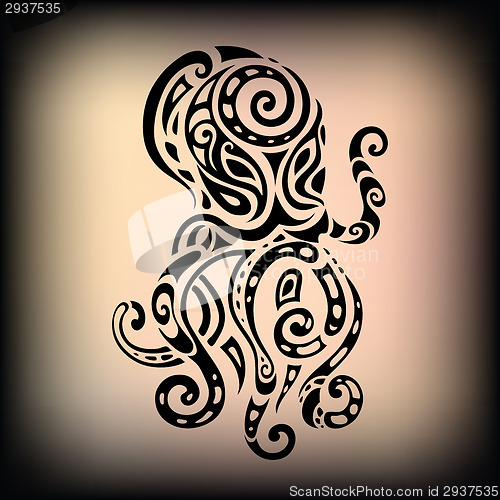 Image of Ocean octopus. Ethnic pattern.