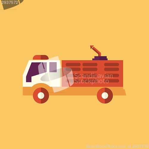 Image of Fire Truck. Transportation Flat Icon