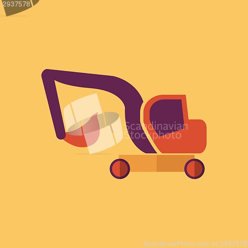 Image of Excavator. Transportation Flat Icon