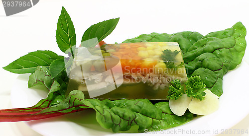 Image of Jelly snack with vegetables and poultry 