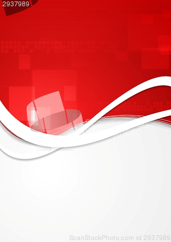 Image of Bright red wavy technology design