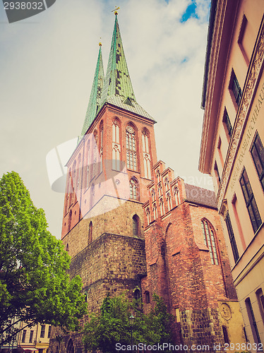 Image of Retro look Nikolaikirche Church Berlin