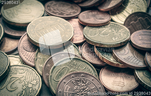 Image of Retro look Euro coins background