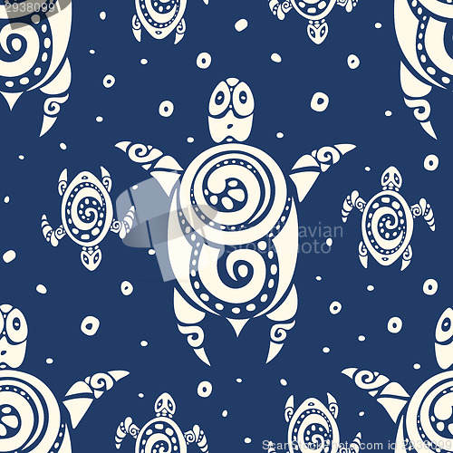 Image of Sea Turtles.  Seamless Vector pattern.