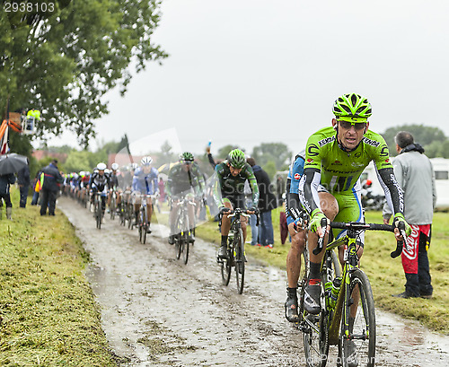 Image of The Cyclist Maciej Bodnar on a Cobbled Road - Tour de France 201