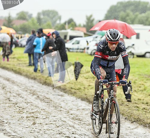 Image of The Cyclist Sylvain Chavanel on a Cobbled Road - Tour de France 