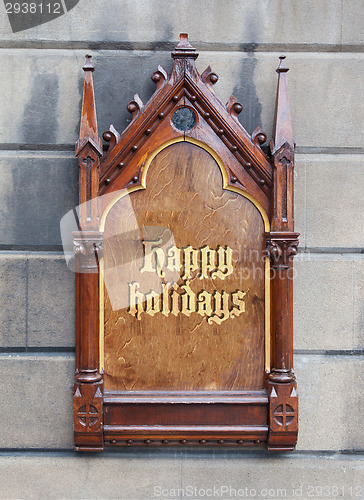 Image of Decorative wooden sign - Happy holidays