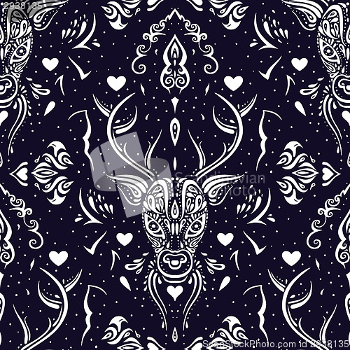 Image of Deer head. Seamless pattern.