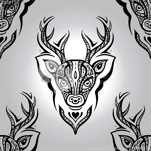 Image of Deer head. Seamless pattern.