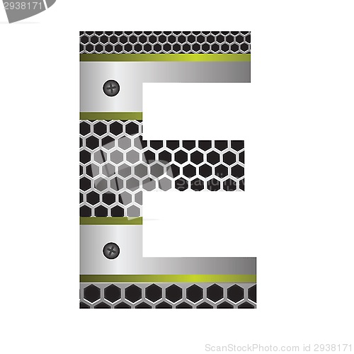 Image of perforated metal letter E