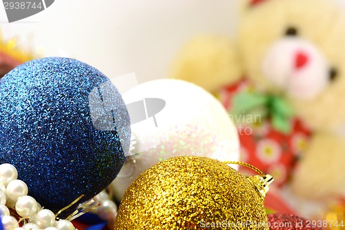 Image of Christmas balls set, new year invitation card