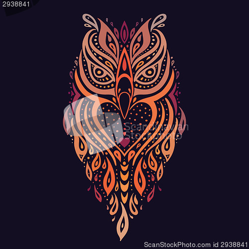 Image of Decorative Owl. Ethnic pattern.