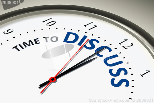 Image of clock with time to discuss