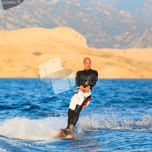 Image of Wakeboarder in sunset.