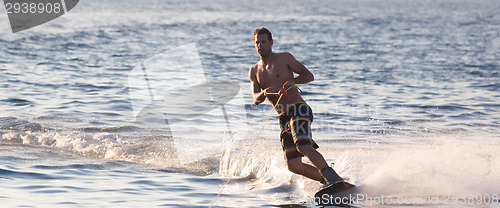 Image of Wakeboarder in sunset.