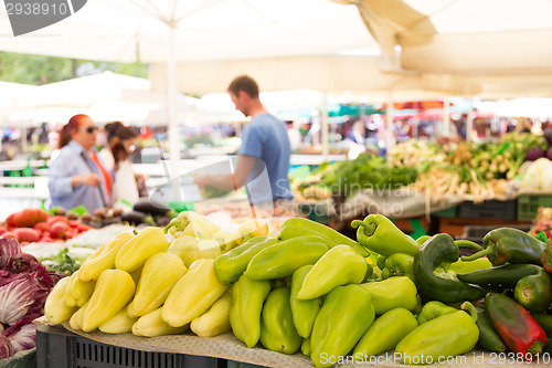 Image of Vegetable market stall.