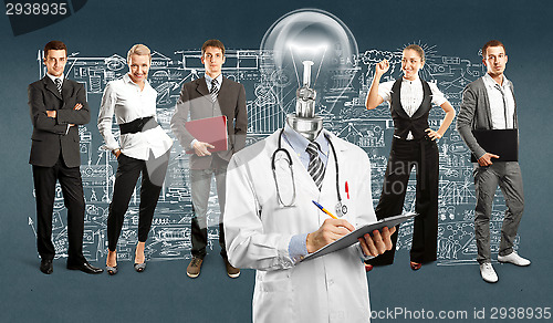 Image of Business Team With Lamp Head Doctor