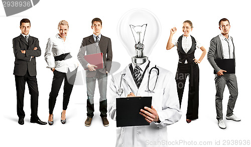 Image of Business Team With Lamp Head Doctor