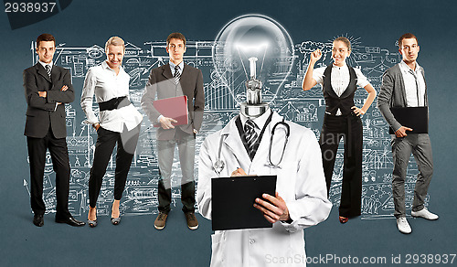 Image of Business Team With Lamp Head Doctor