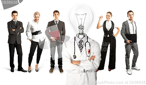 Image of Business Team With Lamp Head Doctor