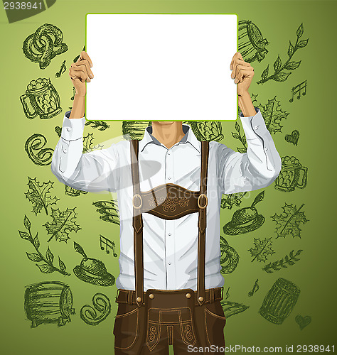 Image of Man With Write Board On Oktoberfest