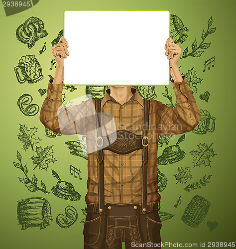 Image of Man With Write Board On Oktoberfest