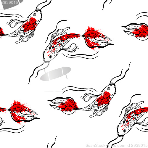 Image of Koi fishes. Seamless pattern.