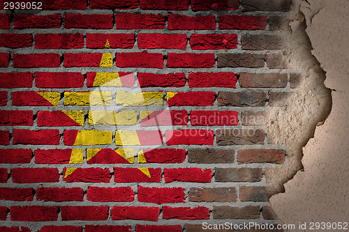 Image of Dark brick wall with plaster - Vietnam